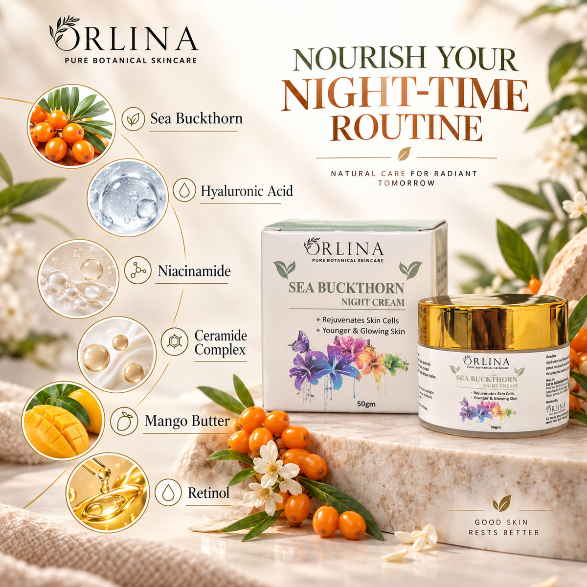 Sea Buckthorn Night Cream - Orlina