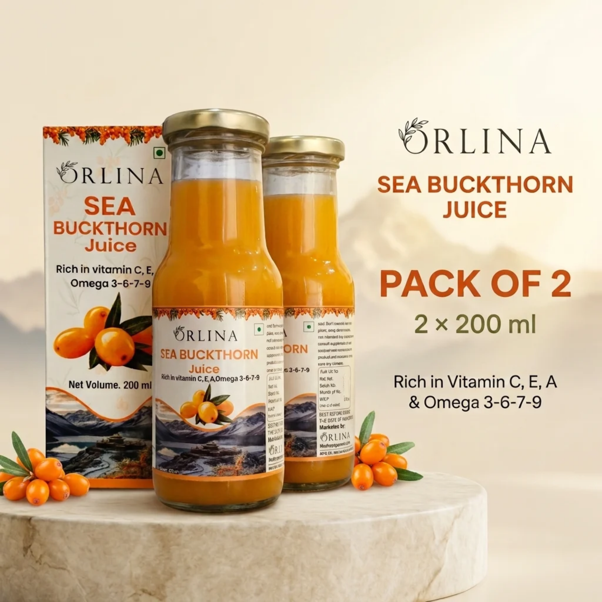 Sea Buckthorn Juice - Orlina | Pack of 2
