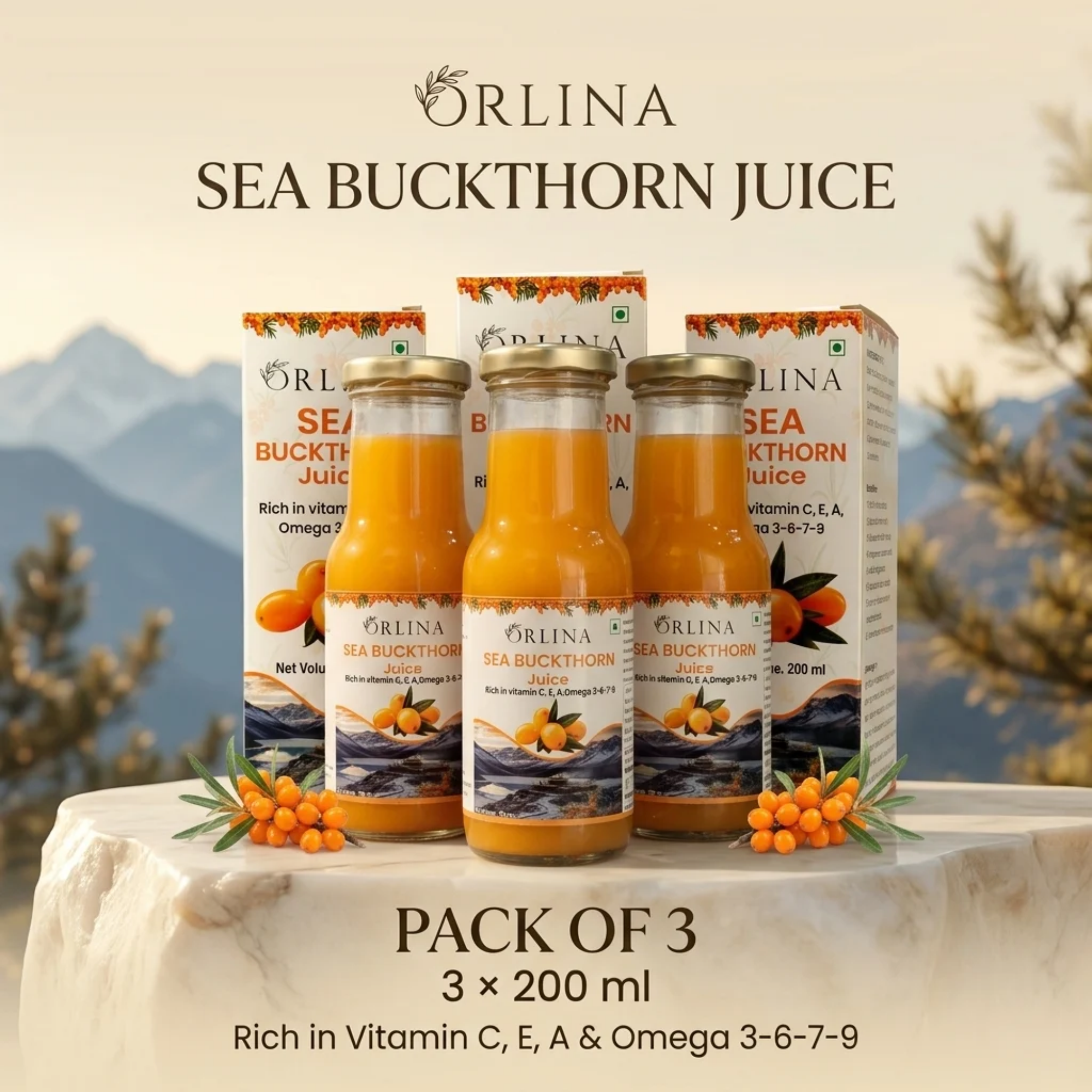 Sea Buckthorn Juice - Orlina | Pack of 3